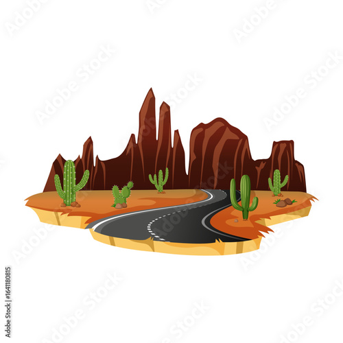 vector illustration of dried mountain roadway