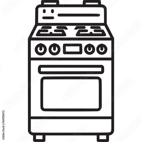Stove oven kitchen appliance isolated on white background, a modern gas cooker range for cooking and baking delicious food at home or in a restaurant, with precise temperature control