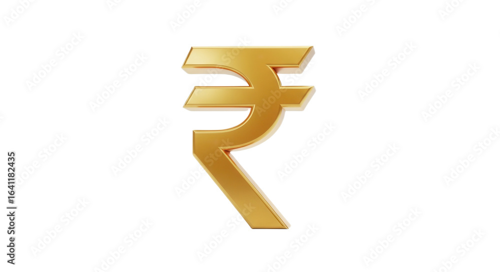Fototapeta premium Indian Rupee Symbol Shining Golden Against transparent background