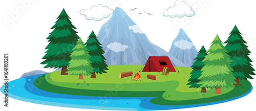 vector illustration of camping area