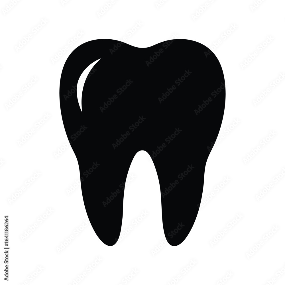 Tooth Silhouette Vector Icon Isolated on White Background Tooth Silhouette Vector Icon Isolated on White Background