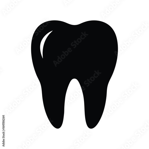 Tooth Silhouette Vector Icon Isolated on White Background