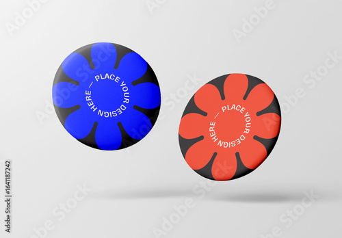 Set of Floating Round Button Badge Mockups – Double View with Editable Background