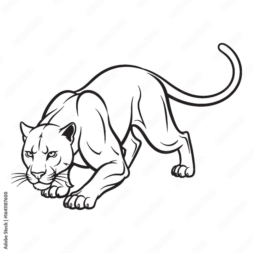 Fototapeta premium Elegant Panther Line Art – Panther Vector Illustration Smooth Drawing with Iconic Wildcat Shape – Panther Drawing – Line Art Drawing of Panther – Panther Icon