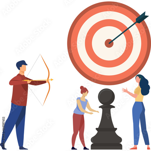 Business team getting Business Challenge Illustration