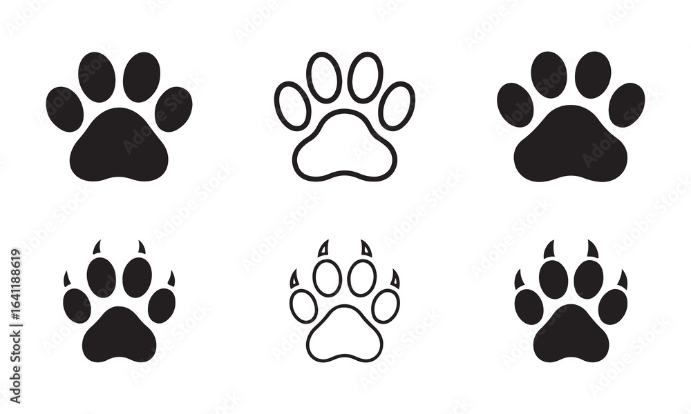 Fototapeta premium Paw print simple icons. Vector