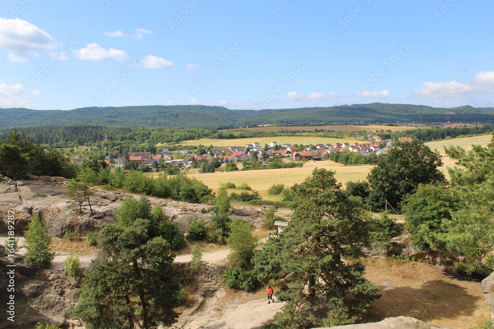 Fototapeta premium Aussicht auf das Dorf Timmenrode, Harz