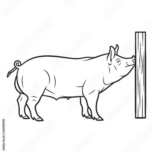 Adorable Pig Line Art – Pig Vector Illustration Minimal Drawing with Cute Design – Pig Drawing – Line Art Drawing of Pig – Pig Icon

