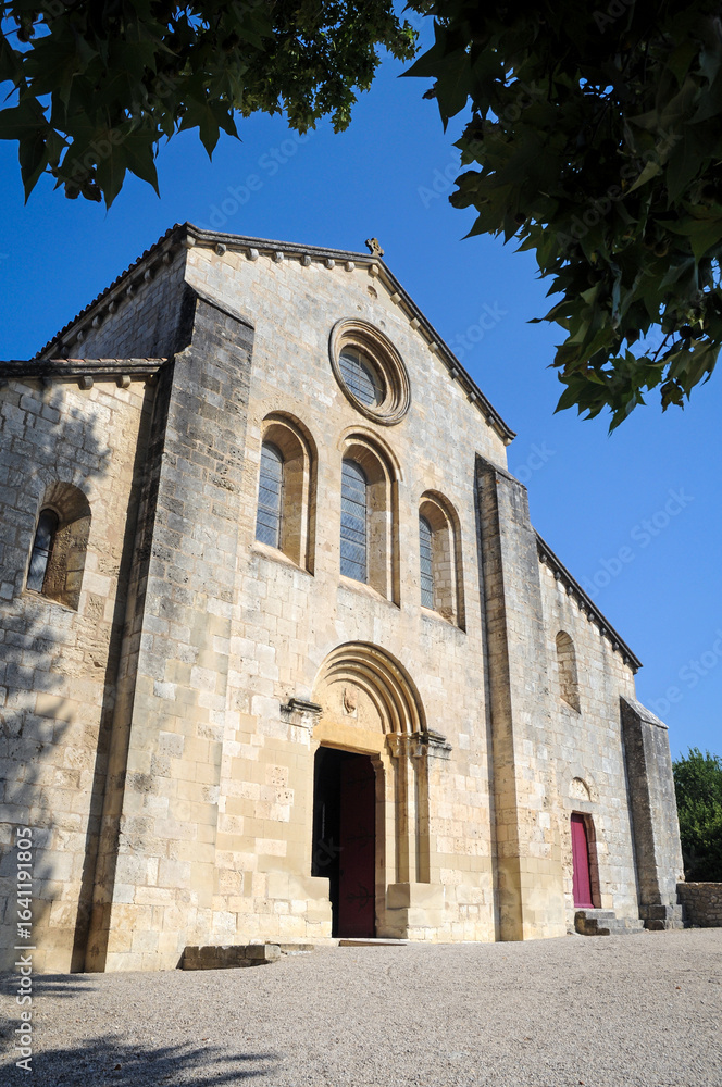 Fototapeta premium Facade of church of Silvacane Abbey, former Cistercian monastery in municipality of La Roque-d'Antheron, France