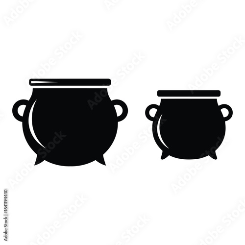 Vector art of two cauldrons isolated on white background