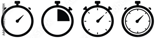 Modern linear icons representing stopwatch and timer tools. Ideal for speed, countdown, schedule, and fitness-related designs.