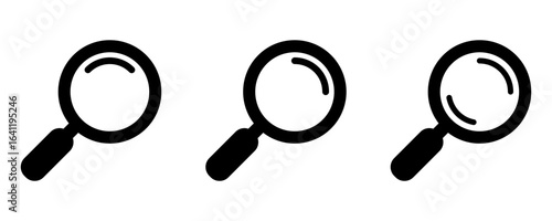 Search icons set. Magnifying glass icon, magnifier symbol.