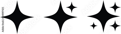 Three Clusters of Four Pointed Stars Sparkle Against a White Background.