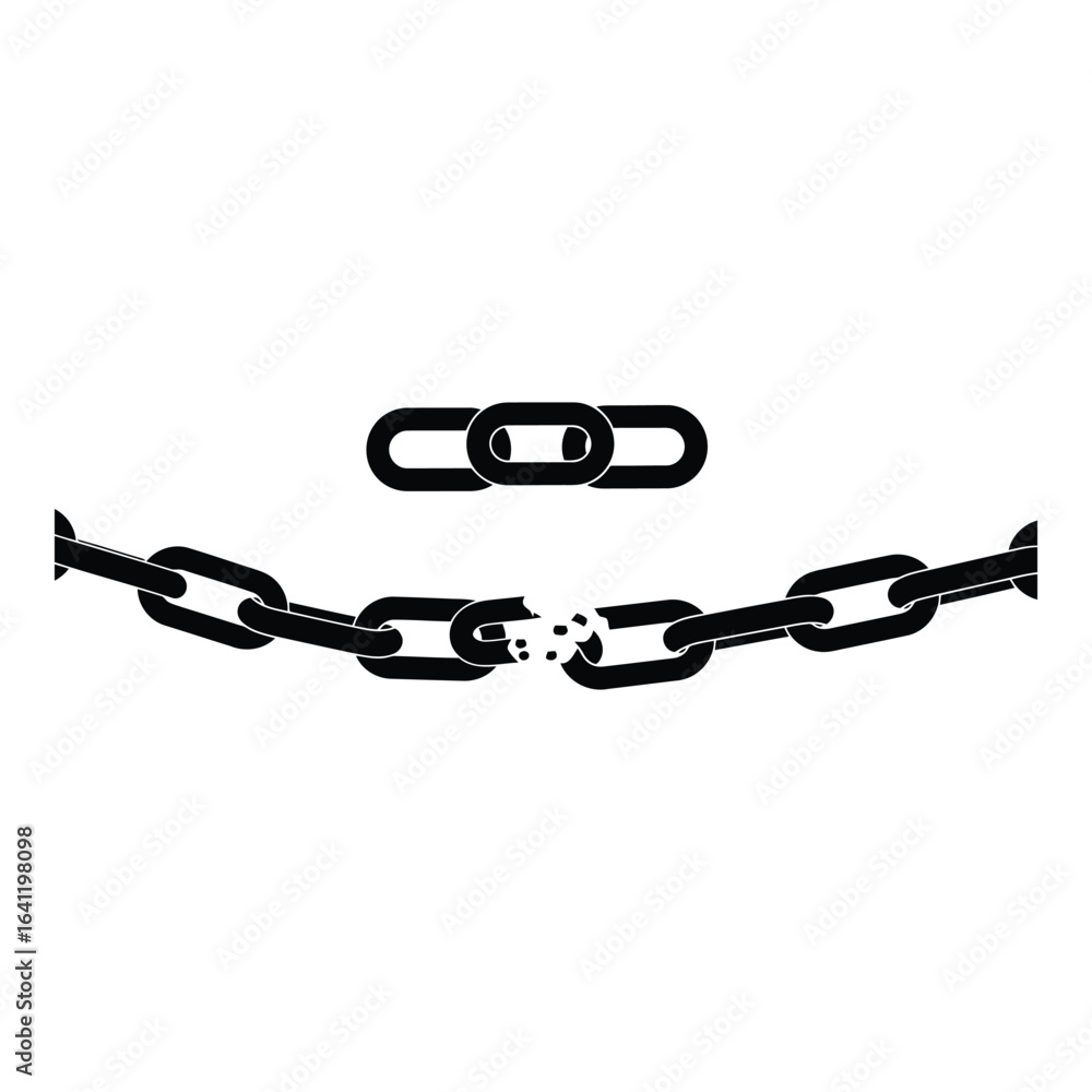 Fototapeta premium Vector art of broken metal chain isolated on white background