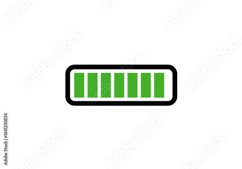 A battery status indicator showing a full charge with all green bars filled.