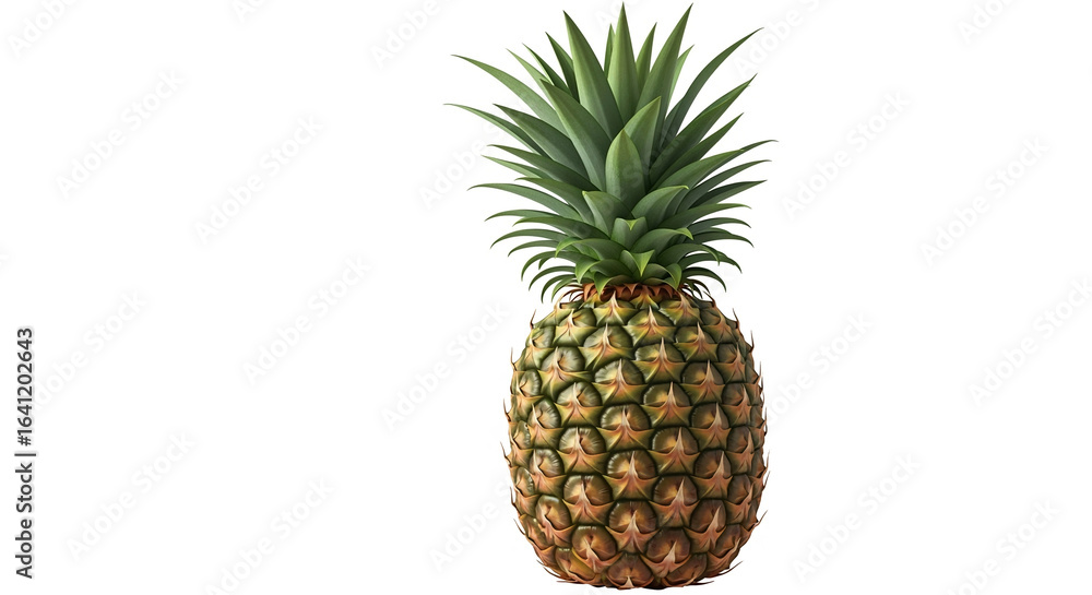Fototapeta premium Isolated pineapple fruit tropical fresh healthy food nutrition diet vitamin c delicious sweet raw exotic ripe