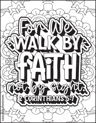 Bible Verse Quote Coloring Page for Adults. Christian Quote Mandala Coloring Page