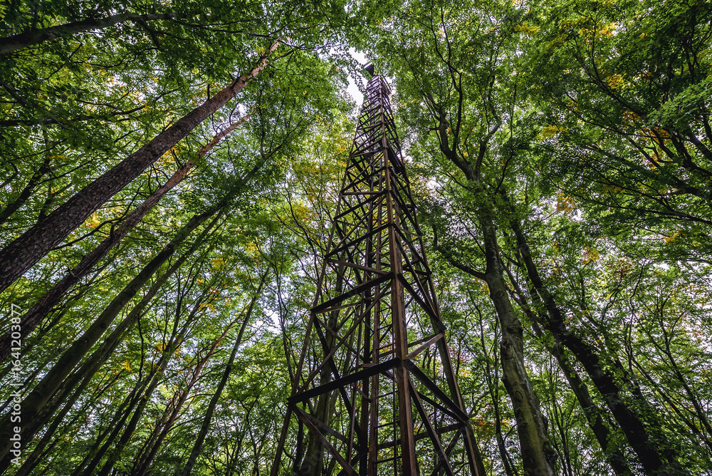 Fototapeta premium Rusty beacon light tower, remains of airport in Wrzeszcz area of Gdansk city in Poland