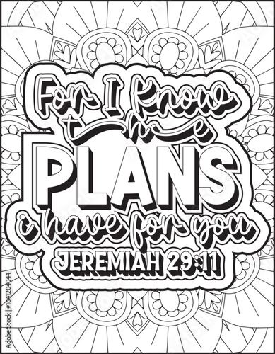 Bible Verse Quote Coloring Page for Adults. Christian Quote Mandala Coloring Page