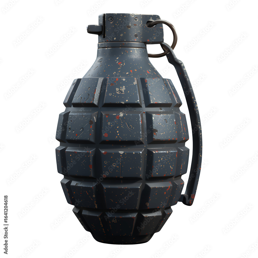 Dark Blue Grenade with Red Paint Splatter, 3D Realism Graphic with Transparent Background Dark Blue Grenade with Red Paint Splatter, 3D Realism Graphic with Transparent Background