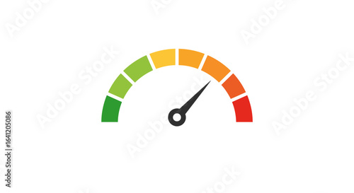 Speedometer gauge showing performance level, indicating moderate progress.