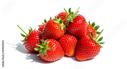 Fresh ripe strawberries pile isolated on white background for healthy eating and food photography ideas