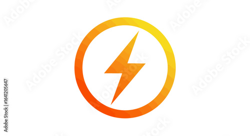 Free Download A stylized orange and yellow lightning bolt symbol inside a circular frame, isolated on white. - GFXLoad