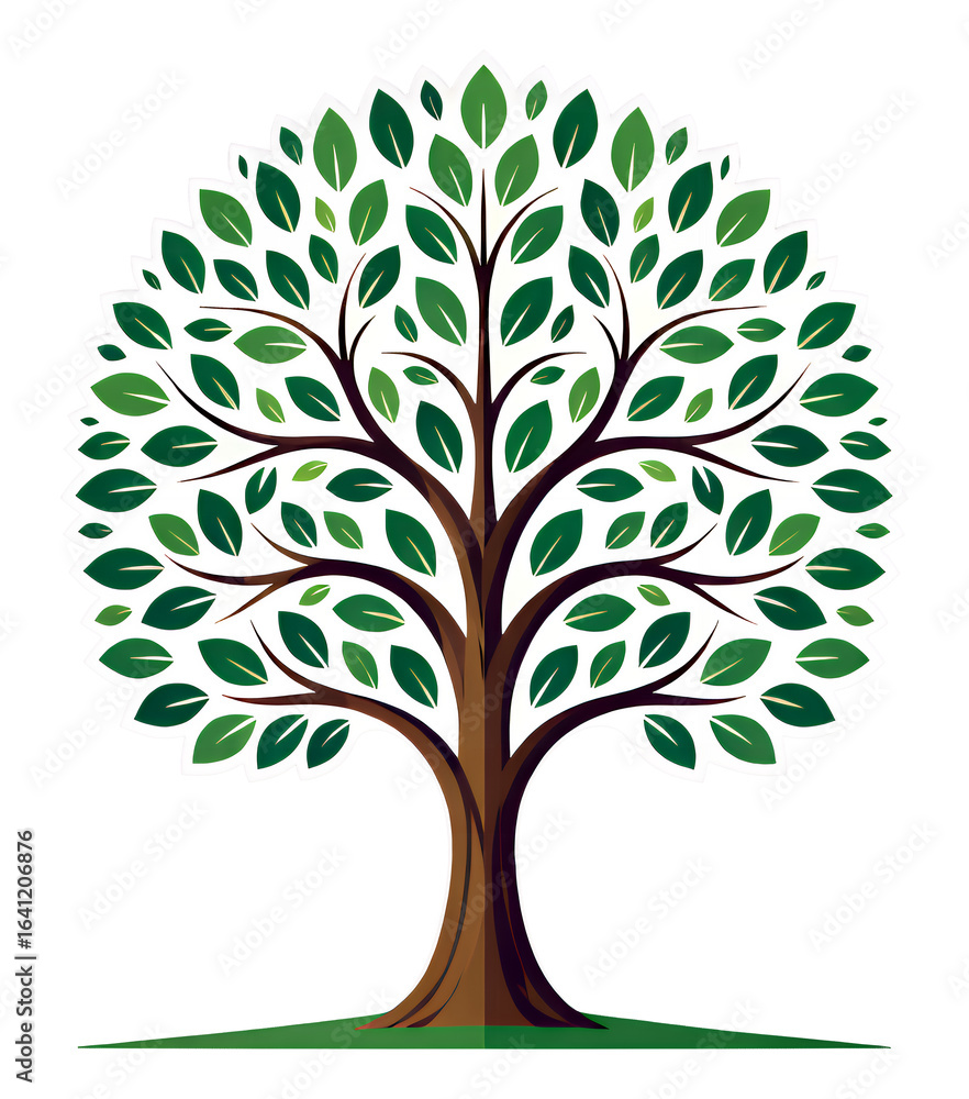 Fototapeta premium Green Leafy Tree with Transparent Background, Vector Illustration for Design