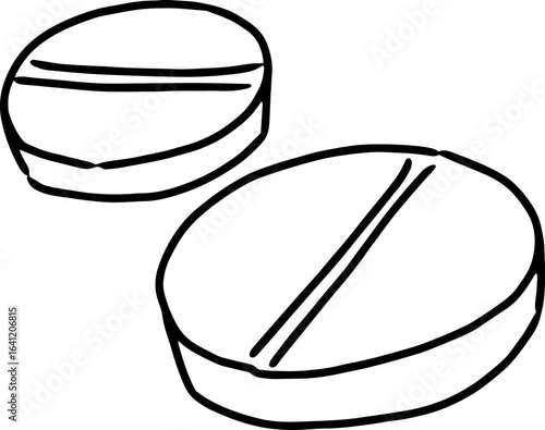 Round Tablet Medicine Hand Drawn Outline Vector Icon, Pattern, Design Graphic Resource