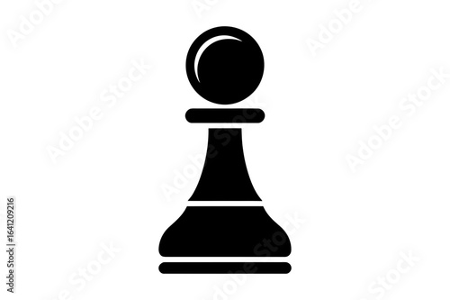 Illustration of a simple black chess pawn piece with a rounded top on a white background