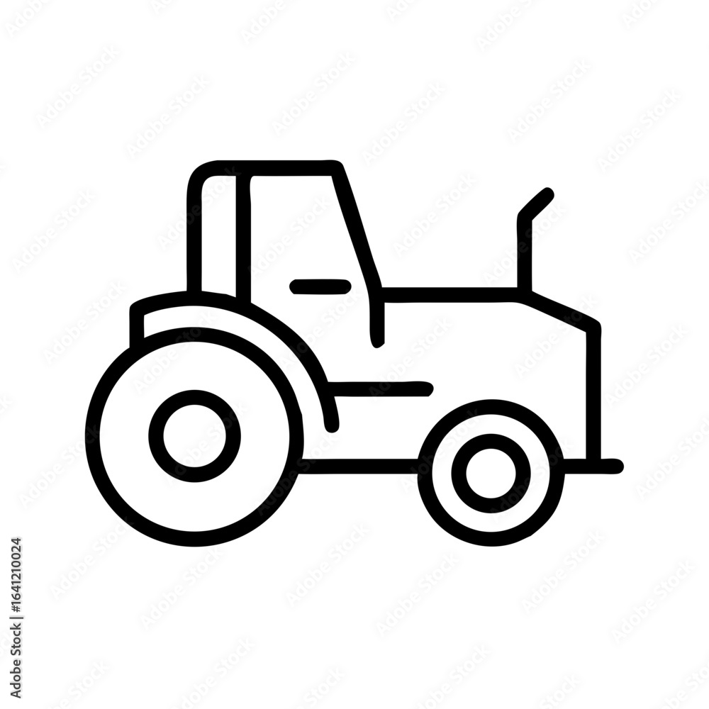 Simple line drawing of a tractor on a white background Simple line drawing of a tractor on a white background