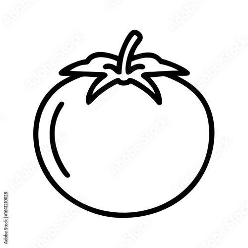 Line art illustration of a tomato on white background  