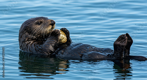 Floating Sea Otter with Clam PNG