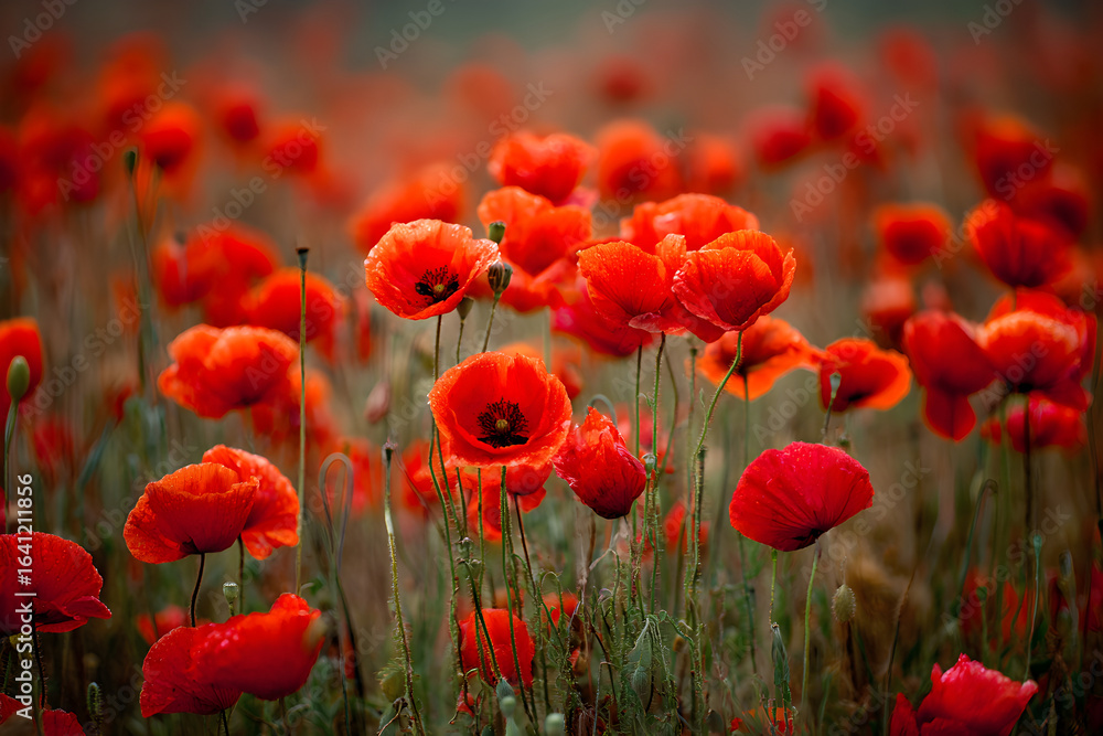 Fototapeta premium Vibrant Red Poppy Field