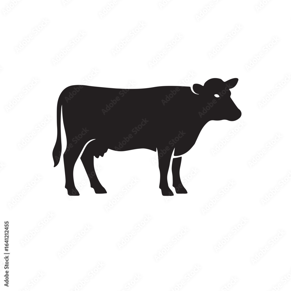 Fototapeta premium Devon cow silhouette vector illustration