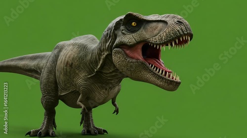 Tyrannosaurus rex, dinosaur, t rex, scary, angry, rampage, green screen background, green background, footage, 4k footage, videos, video clip, slow motion, video wallpaper, animation, 4k