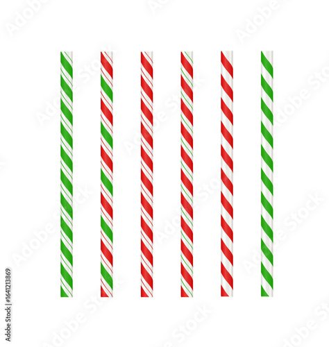 Realistic paper straw mock up template on isolated white background. Flexible bar liquid sucking accessories. Tubes for juice or soda. Vector