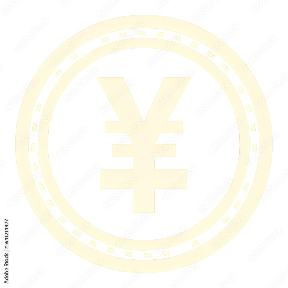 Fototapeta premium White Yen Symbol Icon with Transparent Background, Minimalist Design Element