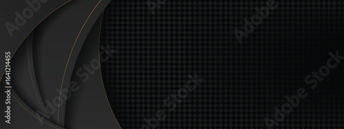 the splendor of luxury black gold banner with dynamic wave and space for text