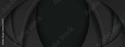 the splendor of luxury black gold banner with dynamic wave and space for text