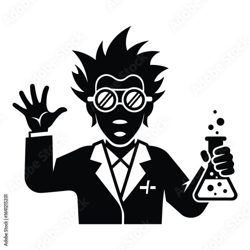 Vector art of mad scientist isolated on white background