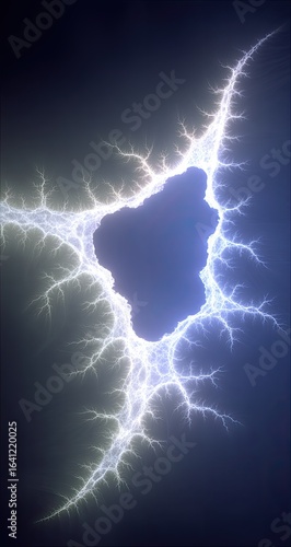 Abstract fractal design with light emanating from a central void