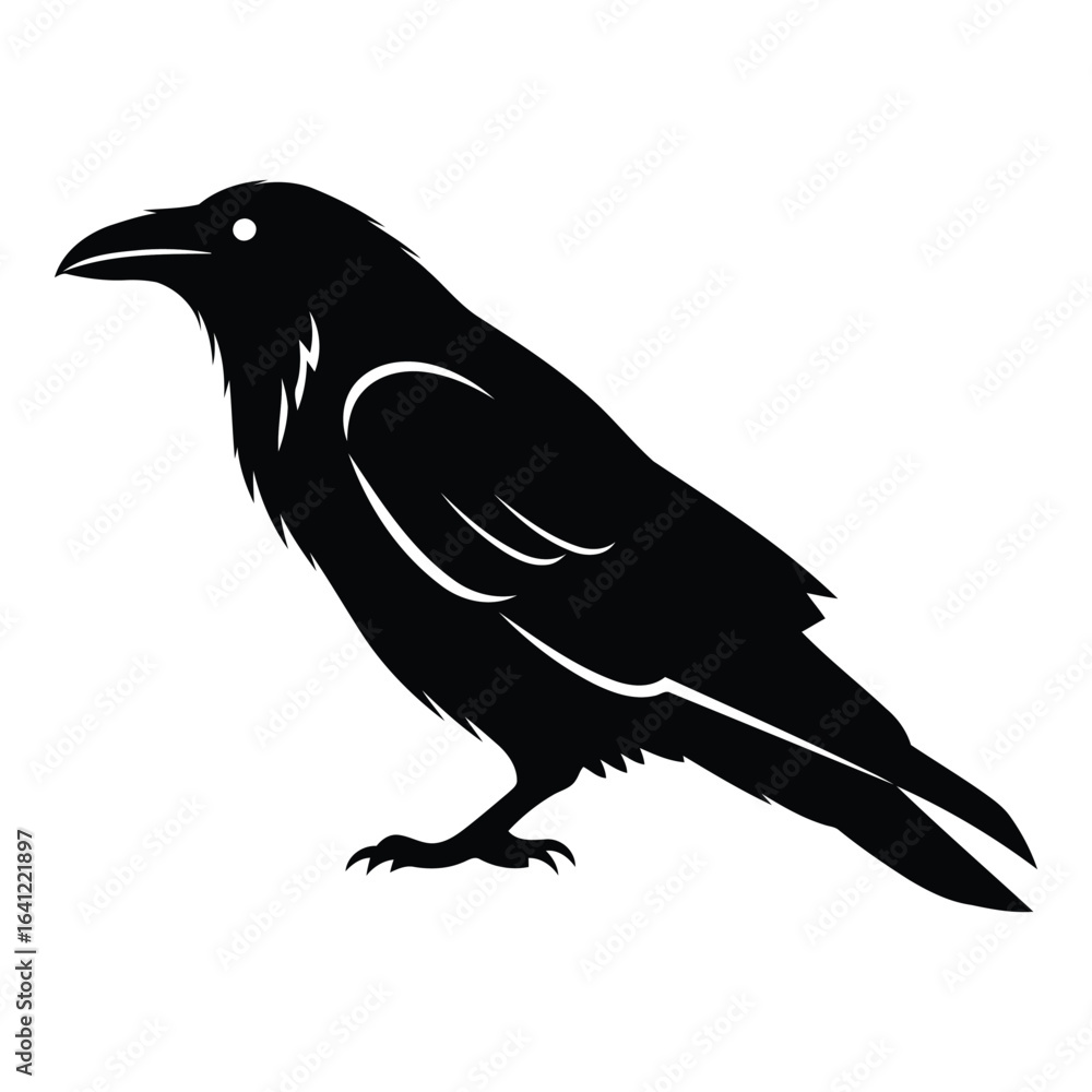Fototapeta premium Vector art of crow silhouette isolated on white background