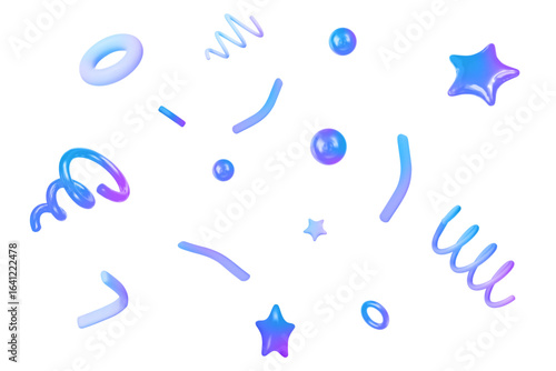 3d neon party confetti on isolated background. Holiday Festival Design for Greeting Card, Invitation or Poster. Celebration & Party. Surprise Banner. Stock vector illustration on isolated background.