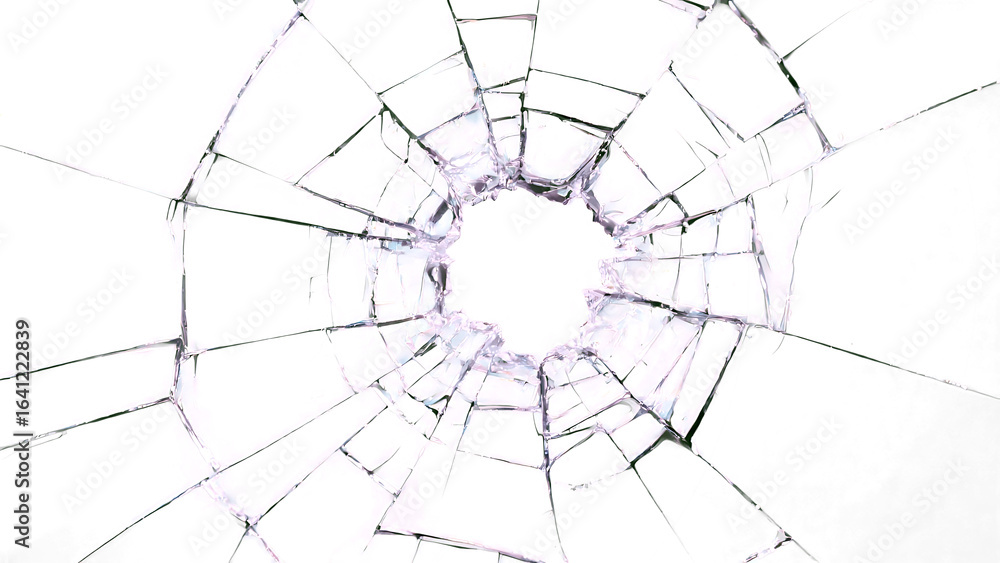 Obraz premium Transparent Broken Glass PNG, Abstract Shattered Glass Texture with Pink and Purple Hues on Transparent Background, Ideal for Overlay Effects and Design Elements