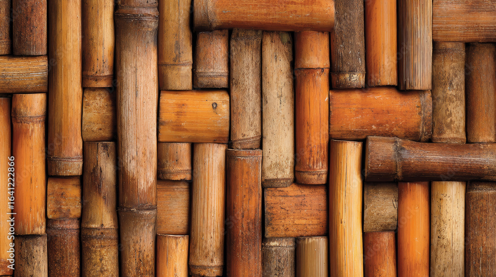Close up of natural bamboo texture background with vertical lines and warm earthy tones Close up of natural bamboo texture background with vertical lines and warm earthy tones