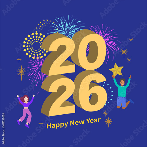 Happy New Year 2026, Illustration for poster, greeting card and celebration.