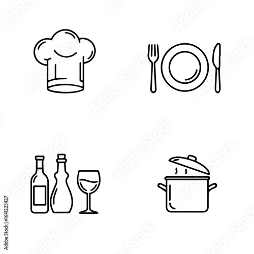 cooking black vector icon set