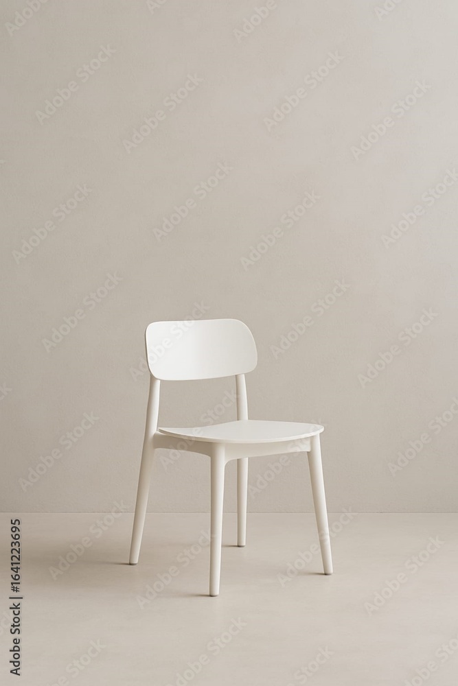 Obraz premium Minimalist White Chair in Neutral Interior
