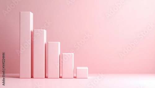 Elegant Visualization of Data with Layered Pink and White Bar Charts Representing Comparative Analysis